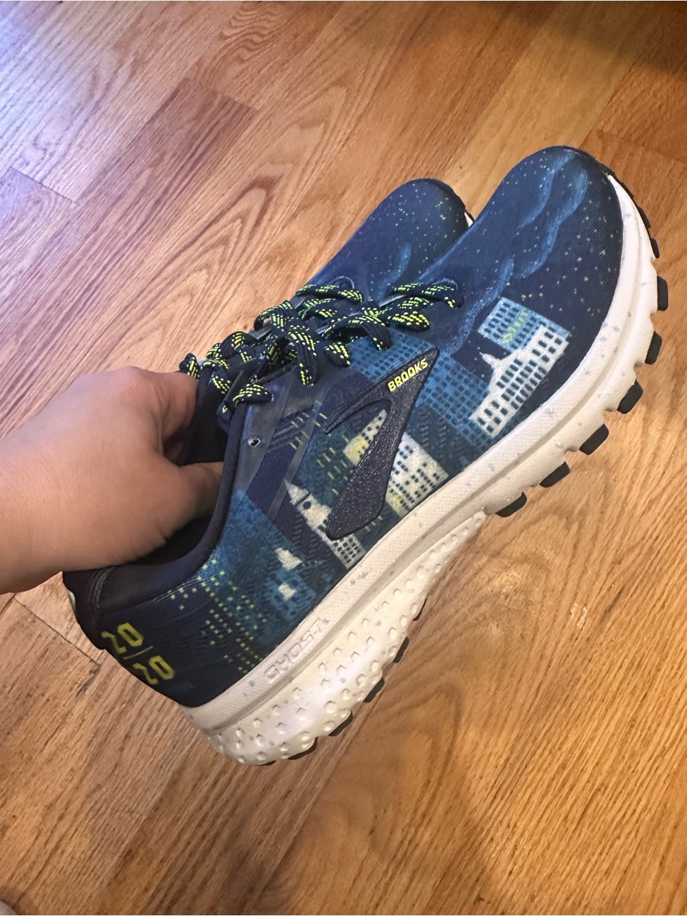Brooks Ghost 12 Size 6.5 Women's Navy, Teal & Neon Green Running Shoe Sneakers - Picture 5 of 5